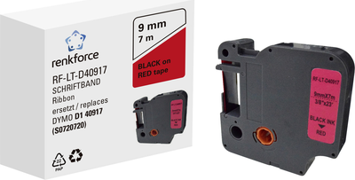 Schriftband Renkforce RF-LT-D40917 Kompatibel ersetzt DYMO D1 - 40917 9 mm Bandfarbe: Rot Schriftfarbe: Schwarz 7 m (RF-6027844)