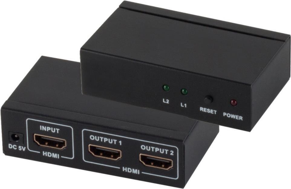 S/CONN maximum connectivity HDMI-Verteiler, 1 x IN 2 x OUT mit Netzteil, 4K2K, 3D, VER1.4 (05-03002)