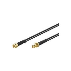 Wentronic Goobay WLAN Antennenverlängerungskabel, Schwarz, 3 m - RP-SMA Stecker > RP-SMA Buchse (51677)