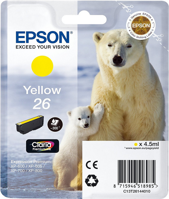 Epson Ink/26 Polar Bear 4.5ml YL SEC (C13T26144022)