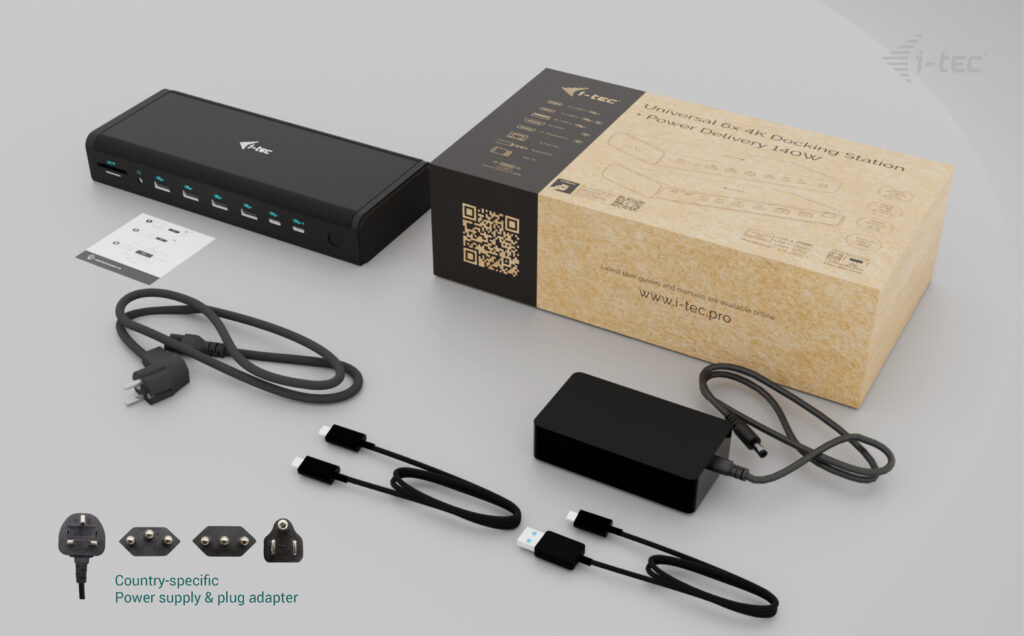 i-Tec CA6MONITORDOCKPD Thunderbolt 4 Dockingstation 2x HDMI 2x DP Schwarz
