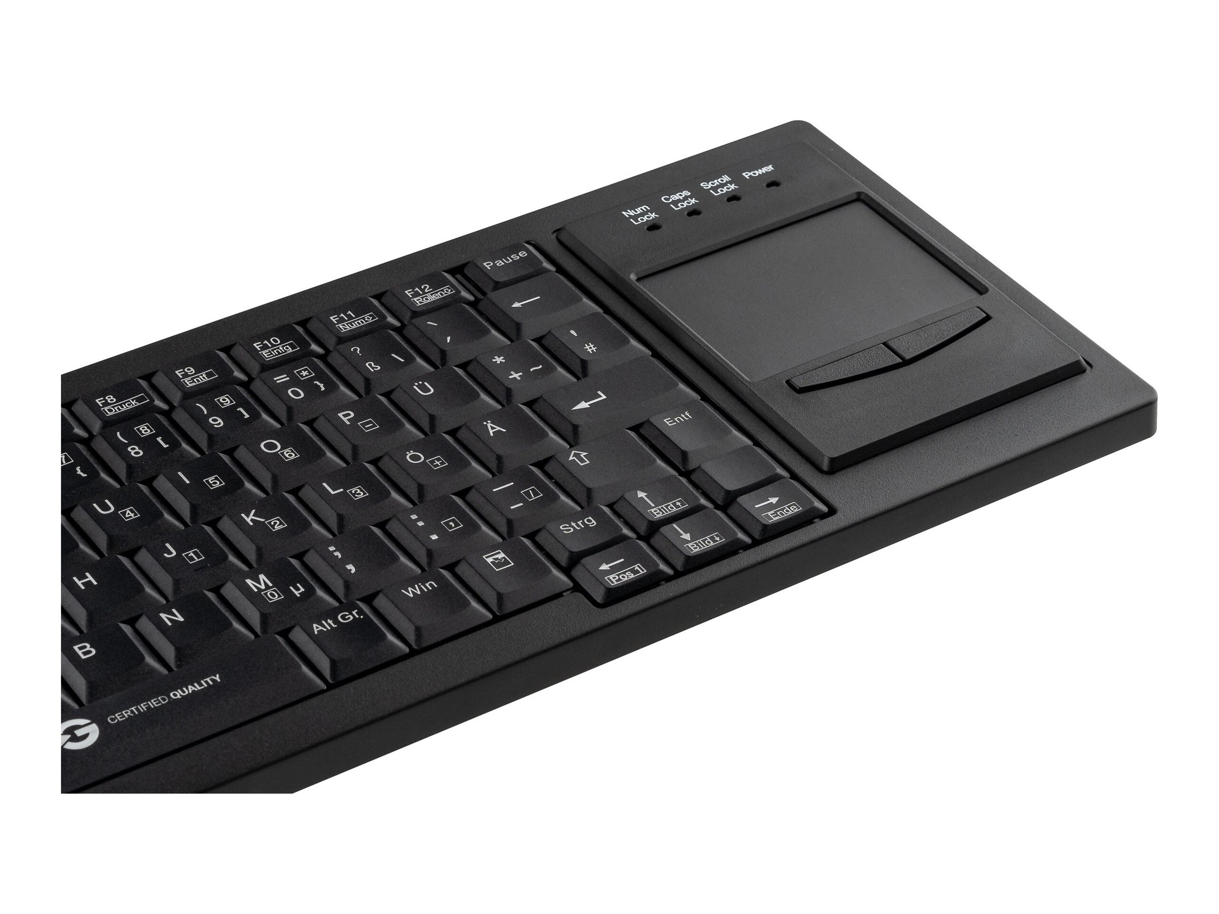CleanType Xtra Touch WL Kabellose Tastatur mit Touchpad QWERTZ Deutsch Schwarz