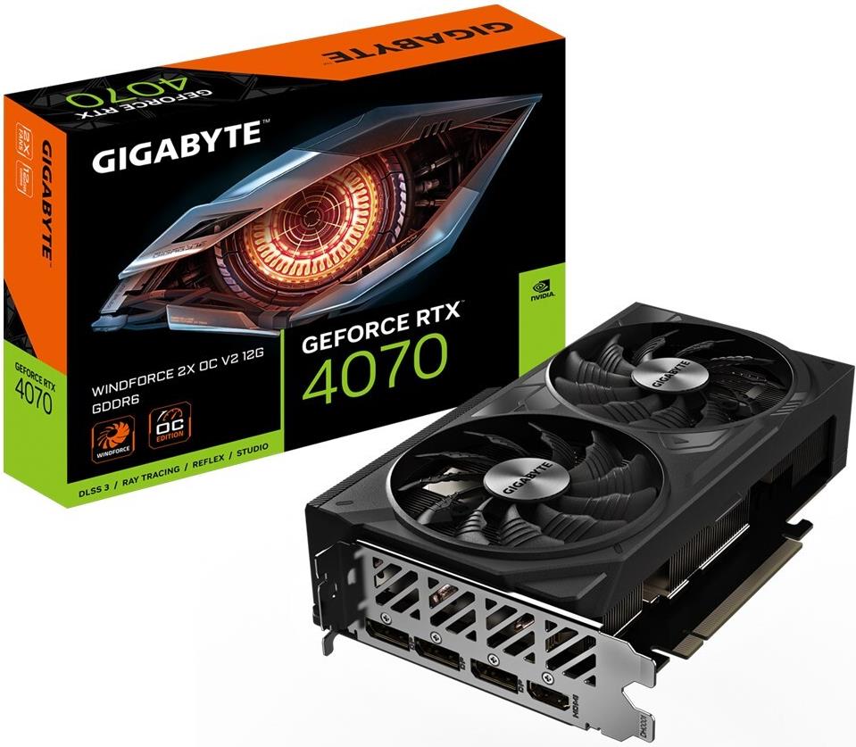 Gigabyte VGA GBT RTX4070 12GB Windforce 2X OC V2 - 12.288 MB (GV-N4070WF2OCV2-12GD)