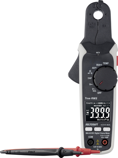 Voltcraft VC513 80A Stromzange Auflösung 1 mA CAT III 600 V Anzeige Counts 4000 hochpräzise (VC-16044220)