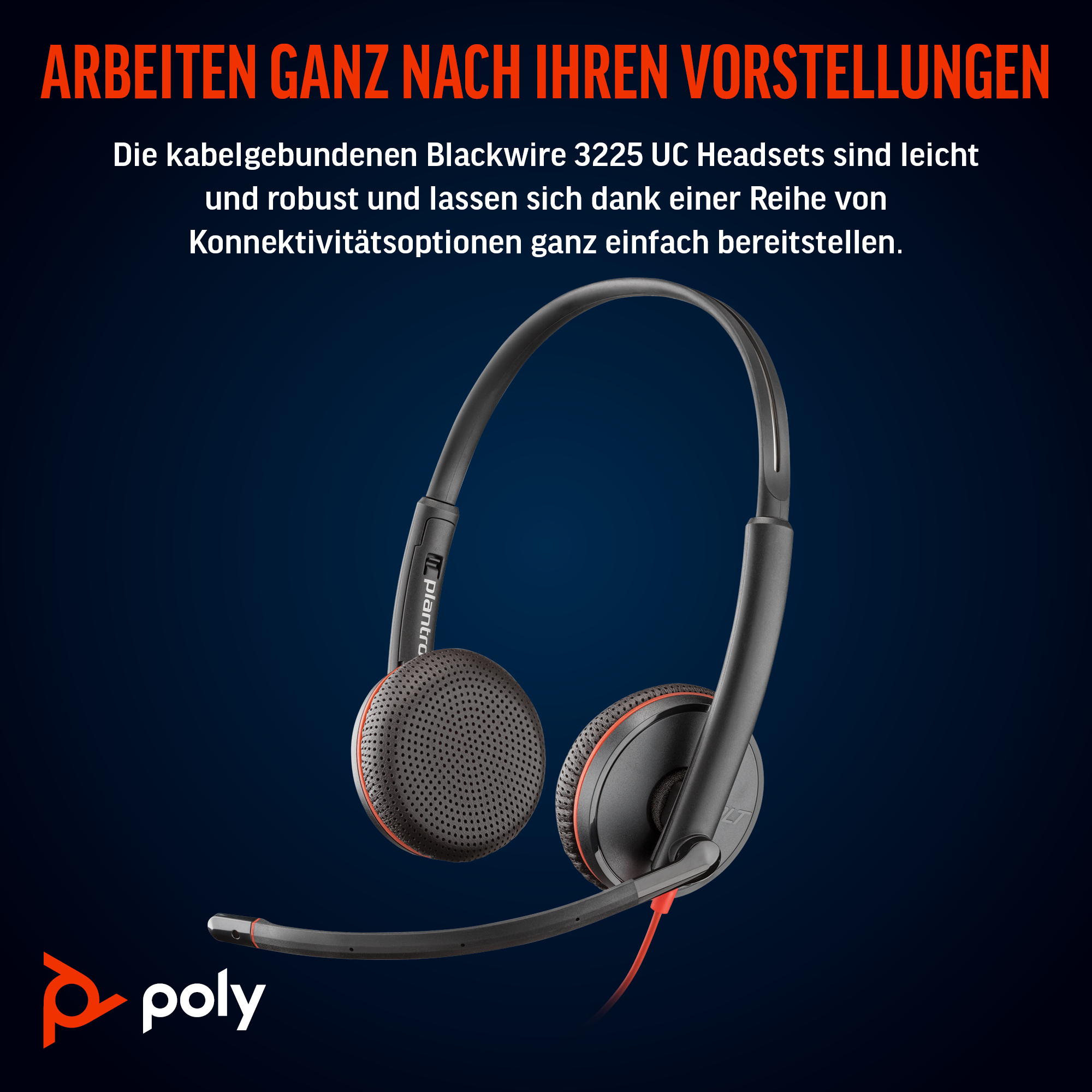 HP Poly Blackwire C3225 On-Ear Headset USB-C 3,5 mm Stecker Schwarz