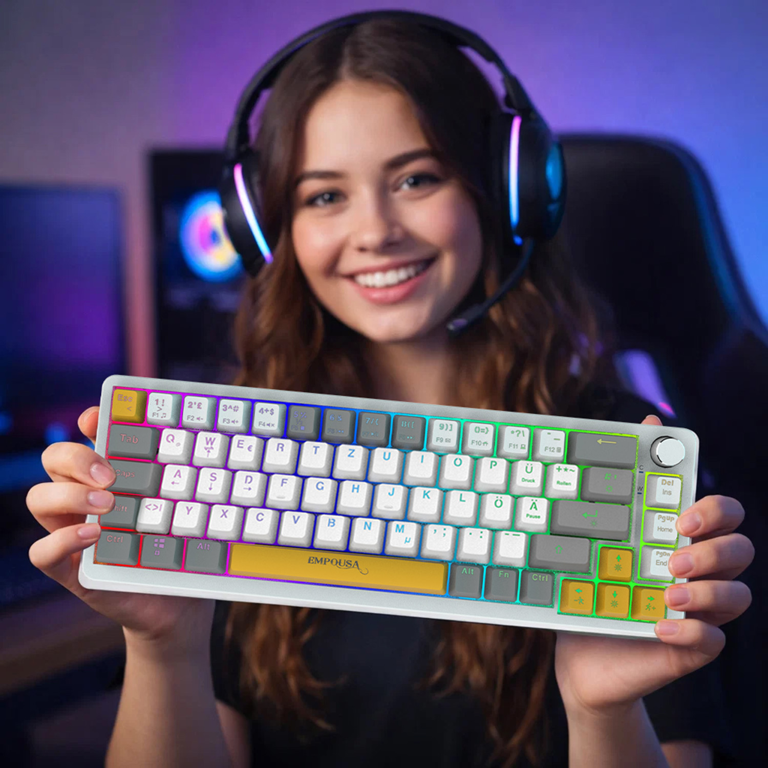 INCA IKG-457 Gaming-Tastatur Mechanisch RedSwitch RGB USB 2 m Deutsch Weiß