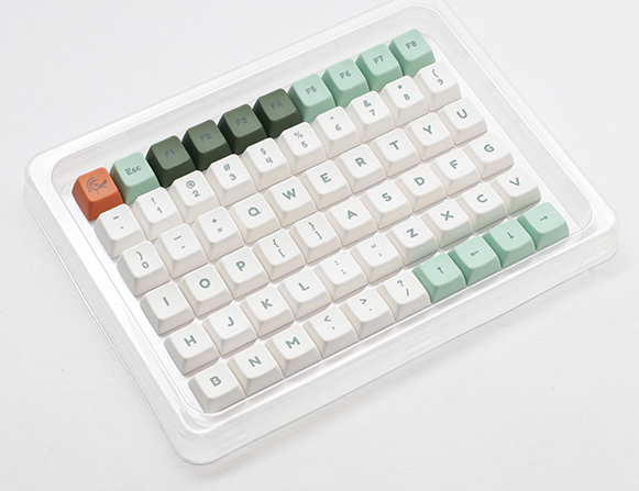 Ducky Dino PBT Dye Sublimation Keycap-Set 133 Tastenkappen US-Layout Koralle Dunkelgrün Mintfarbe Weiß