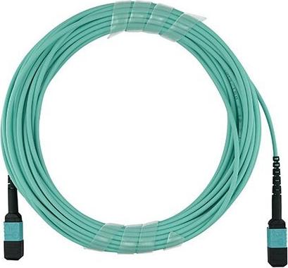 Kompatibles Dell V04YD BlueOptics LWL Trunkkabel, MPO/UPC zu MPO/UPC, 10 Meter, Multimode G50/125µm, OM3, Markenfaser, 3.0mm LSZH aqua, 12 Kerne, Typ B, MPO Stecker ohne Pins, inkl. Messprotokoll (V04YD-BO)