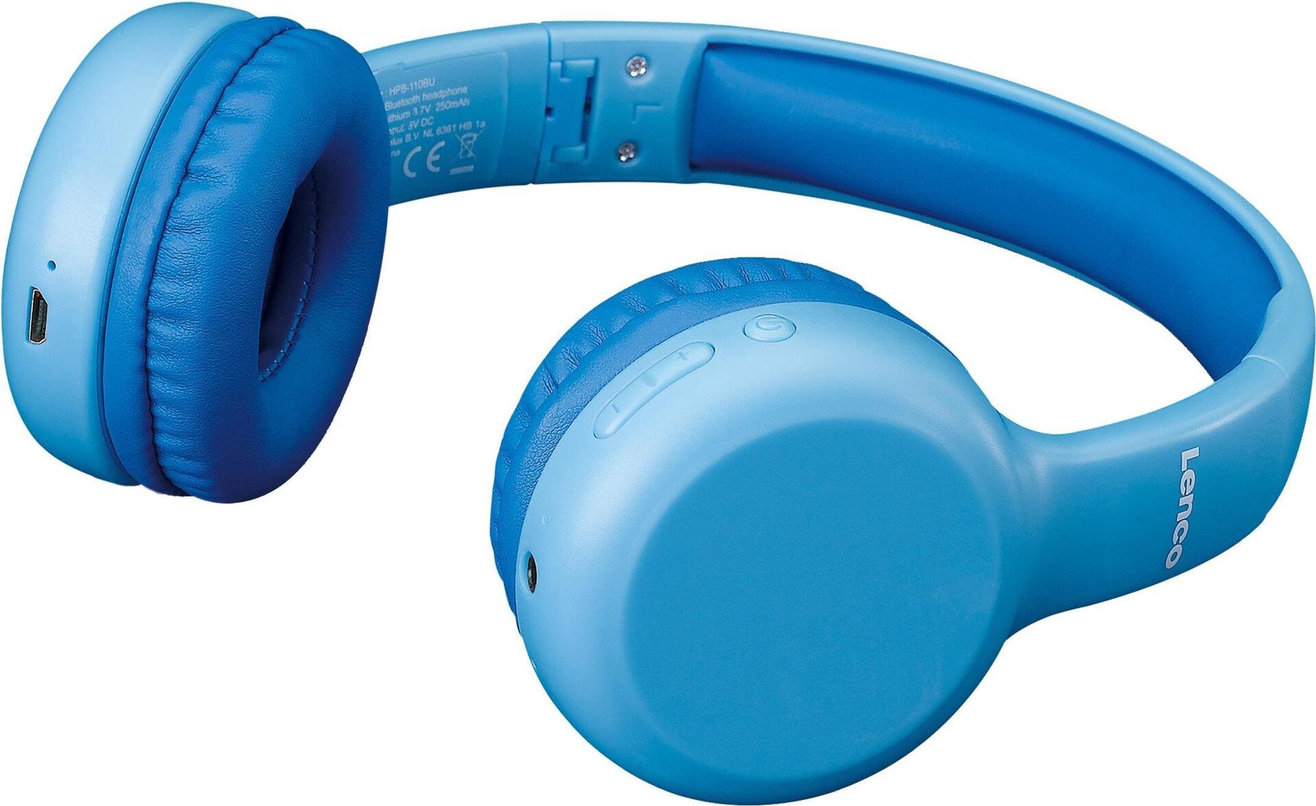 Lenco HPB-110 Kids Kopfhörer BT blau 85DB Limite akku stickers Kopfband  3,5-mm-Anschluss Mikro-USB Bluetooth HPB-110BU