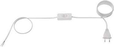 Bachmann Zuleitung mit Eurostecker und Zwischenschalter in weiss, Länge 1,8m H03VVH2-F 2x0,75, Euro-Zuleitung -flach 1,8m weiß H03VVH2-F 2x0,75mm² -unverpackt mit Zwischenschalter + Aderendhülsen Seite 1: Eurostecker 2,5A (211.274)