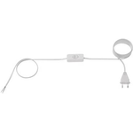 Bachmann Zuleitung mit Eurostecker und Zwischenschalter in weiss, Länge 1,8m H03VVH2-F 2x0,75, Euro-Zuleitung -flach 1,8m weiß H03VVH2-F 2x0,75mm² -unverpackt mit Zwischenschalter + Aderendhülsen Seite 1: Eurostecker 2,5A (211.274)