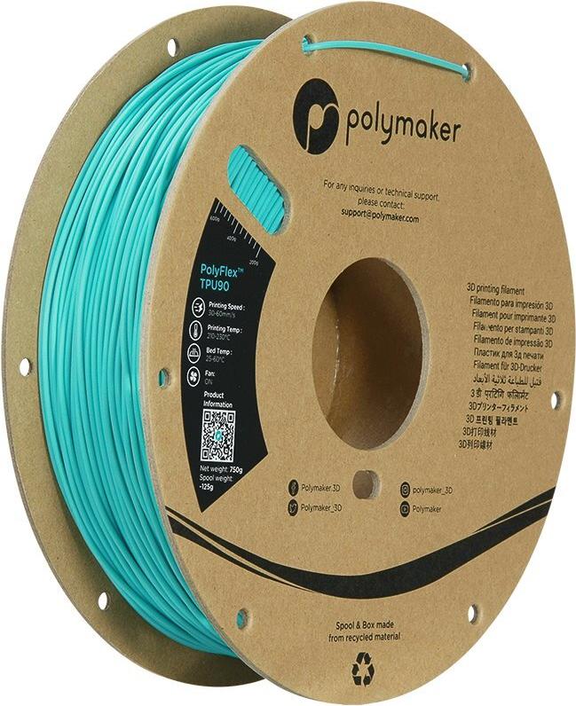 Polymaker PD02005 TPU90 Filament TPU flexibel 1.75 mm 750 g Blau-Gruen PolyFlex 1 St. (PD02005)