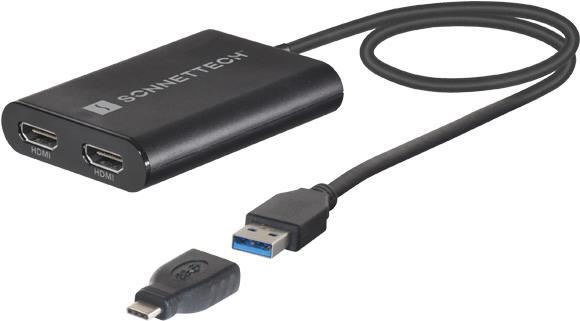 Sonnet USB3-DHDMI Videokabel-Adapter USB Typ-A 2 x HDMI Schwarz (USB3-DHDMI)