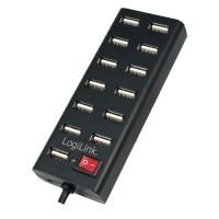 LogiLink USB 2.0 Hub, 13 Port, mit Ein-/Ausschalter, schwarz Anschluss 13 x USB, Übertragungsrate: 480 MBitt/Sek (UA0126)