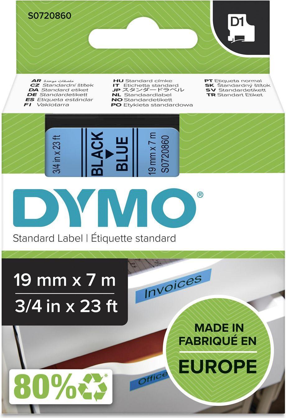 DYMO D1 Etikettenband 1,9 cm x 7 m Schwarz auf Blau