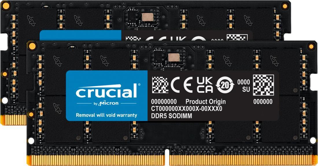 Crucial CT2K32G48C40S5 Speichermodul 64 GB (2x 32 GB) DDR5-4800 MHz SO-DIMM Laptop (CT2K32G48C40S5) (geöffnet)