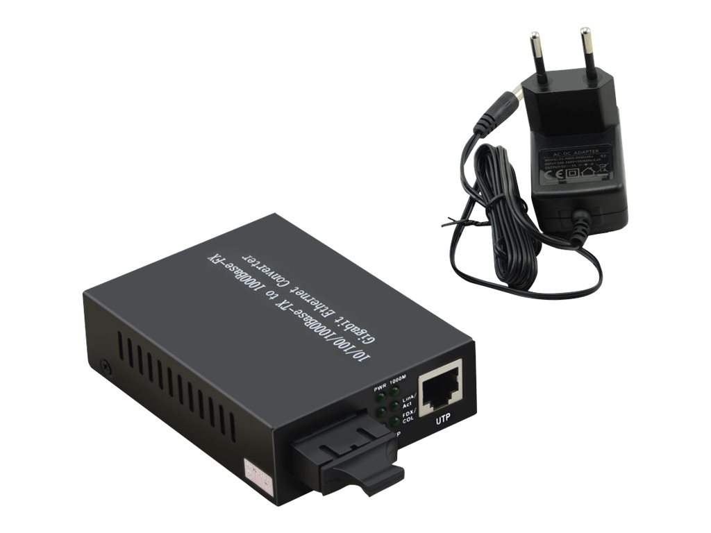 InLine 66659B Medienkonverter 10/100/1000 Mb/s RJ-45 zu SC Duplex Singlemode 20 km Schwarz