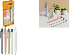 BIC 4-Farben-Kugelschreiber 4 Colours mineral tones grau, helltürkis, olivgrün, Schreibfarbe: blau, rot, grün, schwarz, 12 St. (303301)