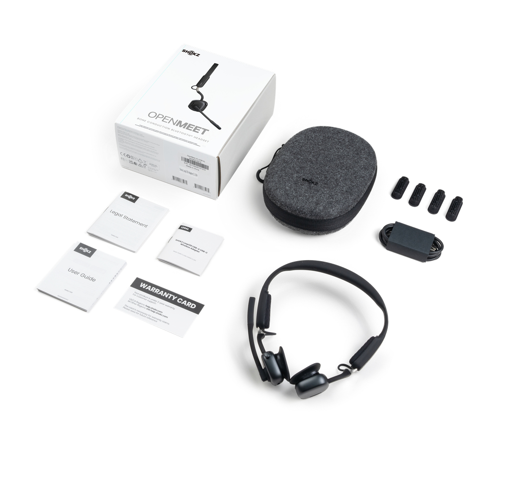 Shokz OpenMeet UC kabelloses Headset Offenes Ohr Bluetooth 5.4 USB-C Schwarz