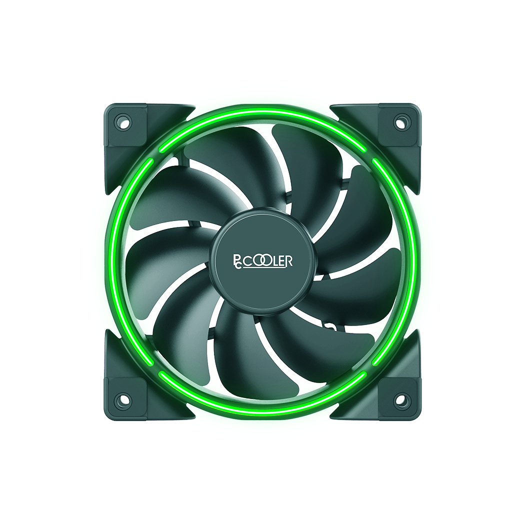 PCCOOLER CORONA 120 mm Gehäuselüfter 1000–1800 RPM 26,5 dB 65 CFM Schwarz/Grün