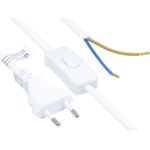 Euro-Netzkabel Euro-Stecker Typ C (gerade) an abisolierte Enden, mit Schalter, weiß, 0,75 mm², 1,5 m, Good Connections® (P0386-W015)