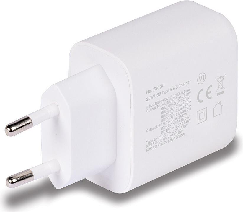 Lindy Netzteil 30W USB-A & USB-C PD 3.0 Weiß