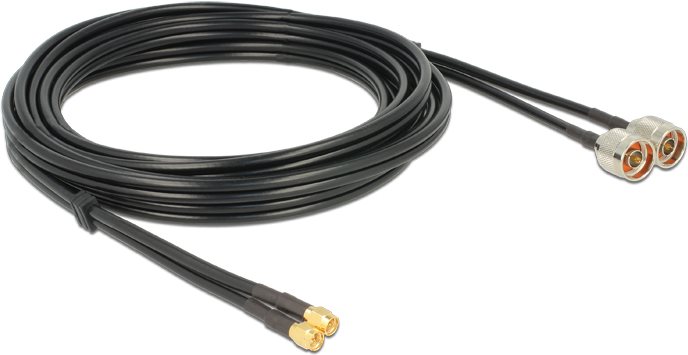 Delock Antennenkabel N Stecker > SMA Stecker Twinkabel RG-58 C/U 5 m (89467)