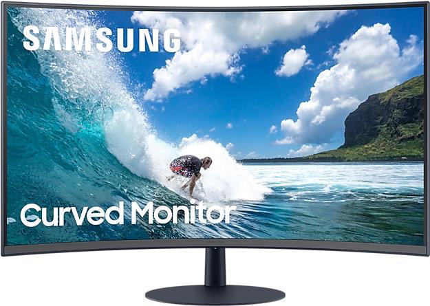 Samsung C32T550FDR - T55 Series - LED-Monitor - gebogen - 80 cm (32) (31.5 sichtbar) - 1920 x 1080 Full HD (1080p) @ 75 Hz - VA - 250 cd/m² - 3000:1 - 4 ms - HDMI, VGA, DisplayPort - Lautsprecher - dunkelgrau/blau