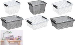 plast team Aufbewahrungsbox HOME BOX, 1,5 Liter, grau- transparent, Box mit Deckel, Material: PP, mit schwarzen - 1 Stück (22360804)