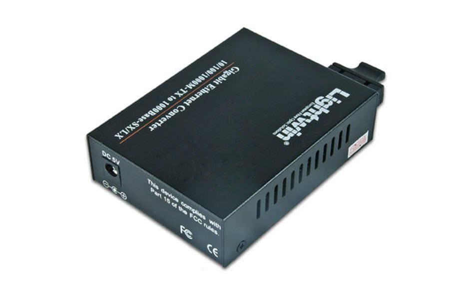 Lightwin LWC 10/100/1000 SM20 SC Medienkonverter 1 GbE Einzelmodus SC/RJ-45 bis 20 km Schwarz
