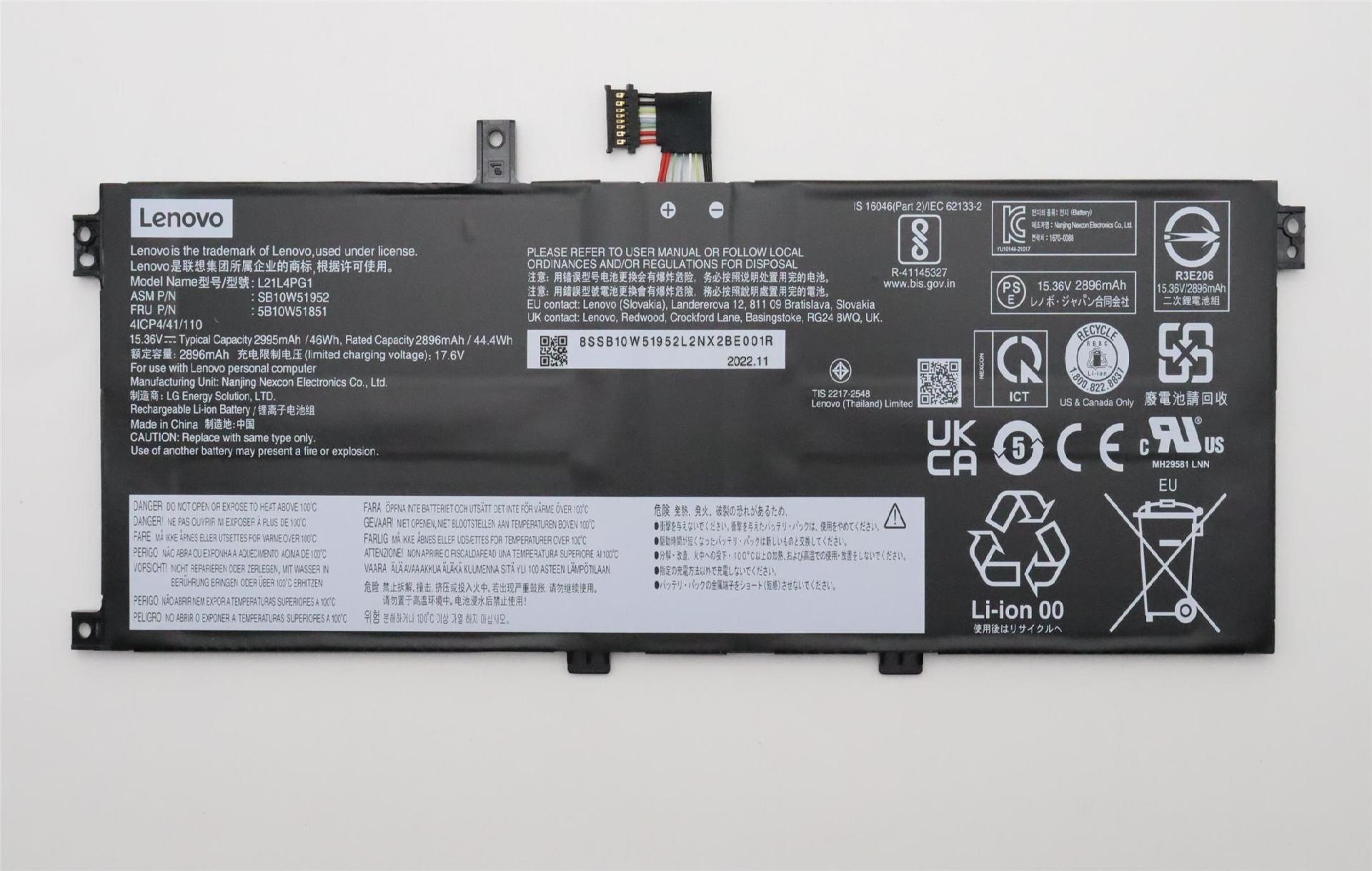 Lenovo BATTERY Internal 4c 46Wh LiIon LGES (5B10W51851)