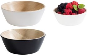 APS Schale FRIDA, 0,25 Liter, schwarz aus Melamin, innen mit Holzoptik, Höhe: 45 mm, - 1 Stück (84606)