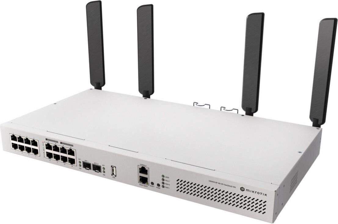 MikroTik Cloud Router Switch CRS418-8P-8G-2S+5axQ2axQ-RM, 17x Gigabit PoE (8x PoE af/at), 4x4 MIMO WiFi6 AX, 2x 10G SFP+, Rackmount (CRS418-8P-8G-2S+5axQ2axQ-RM)