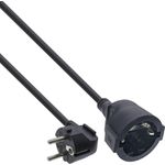 InLine® Strom-Verlängerung Schutzkontakt Stecker gewinkelt / Buchse, schwarz, 5m (16405Y)