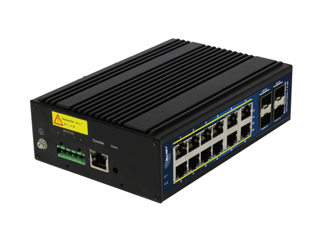 ALLNET ALL-SGI8016PM L3 Managed Switch 12 x 10/100/1000 PoE+ Schwarz