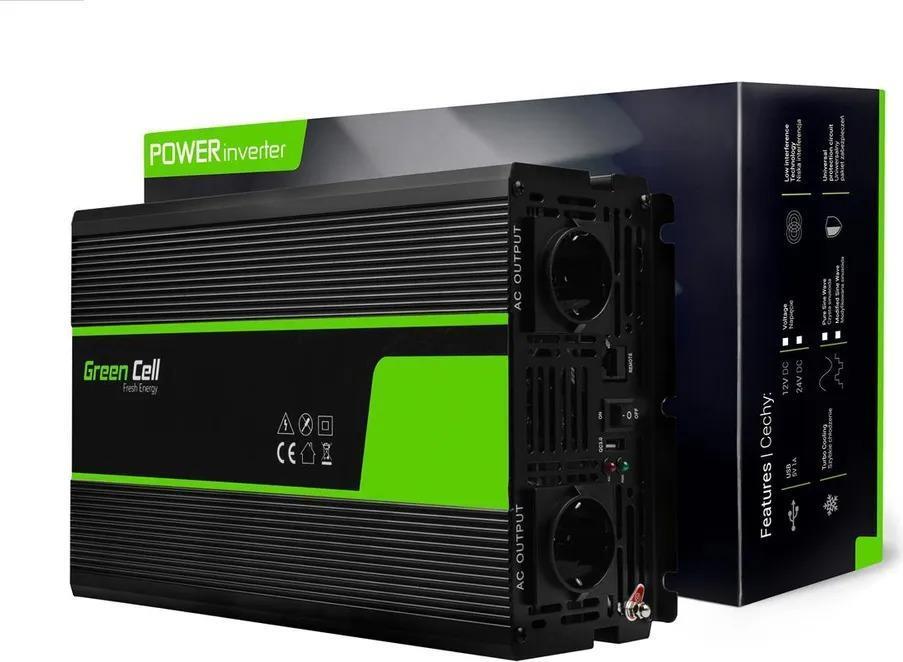 Green Cell INV20 Wechselrichter DC 24 V auf 230 V 4000 W Schwarz