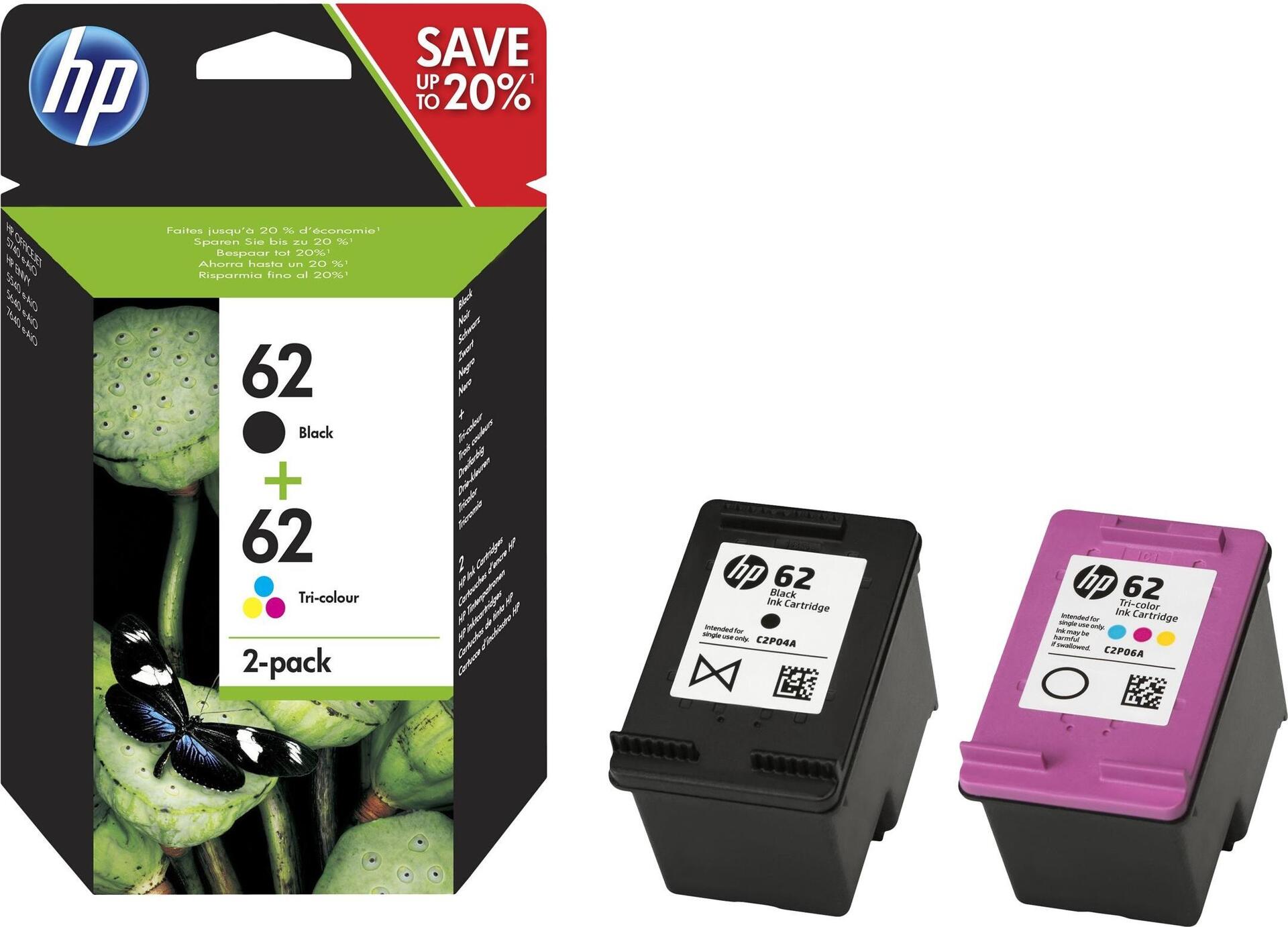 HP 62 Multipack Tintenpatronen Schwarz Cyan Magenta Gelb