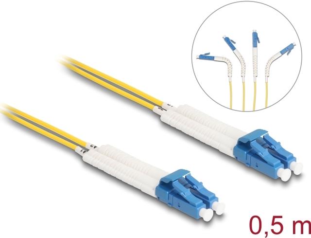 Delock 88068 LWL Kabel LC Duplex Singlemode OS2 winkelbar 0.5 m (88068)