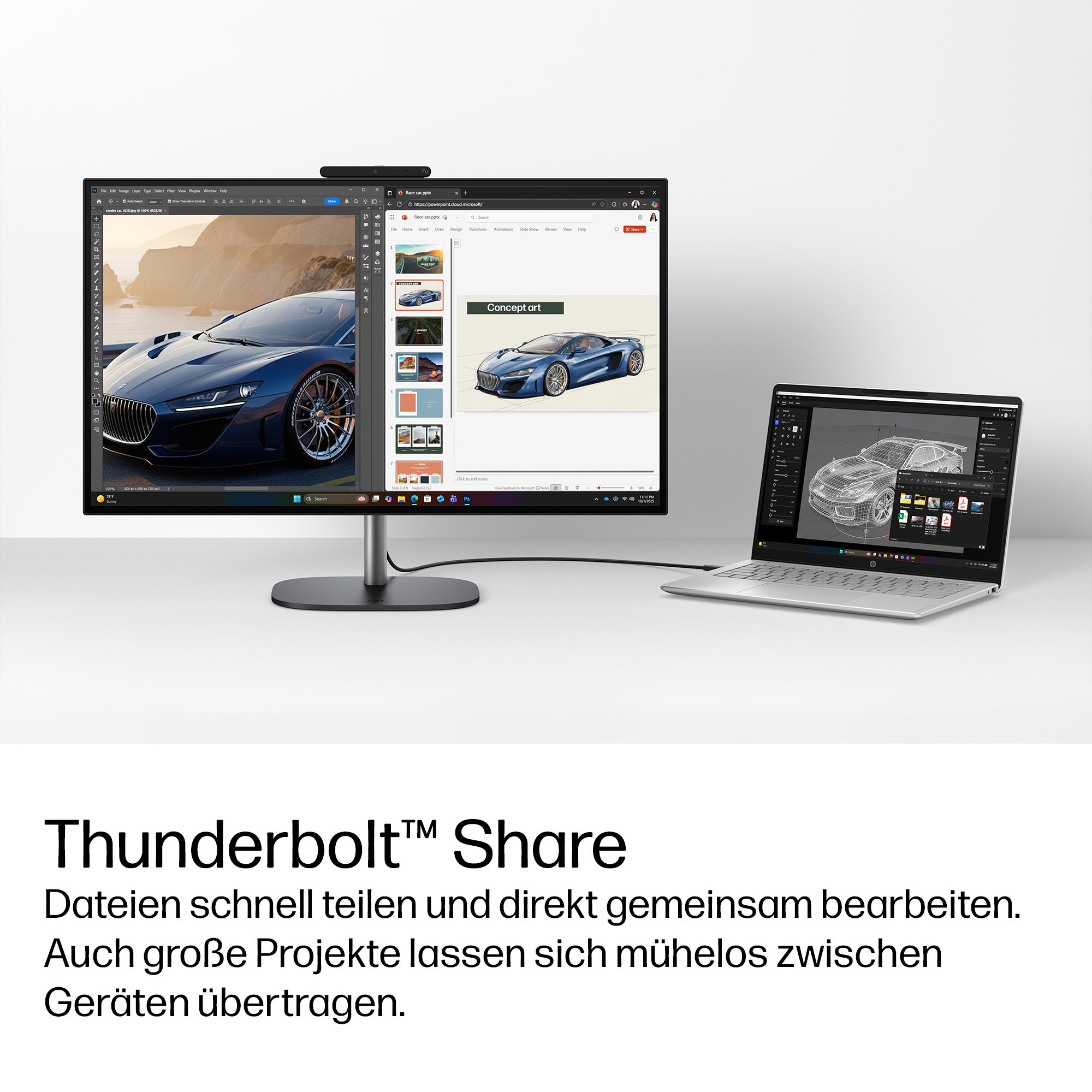 HP OmniStudio X 27-cx0170ng 27" QHD All-in-One-PC 16 GB RAM 1 TB SSD Schwarz, Grau