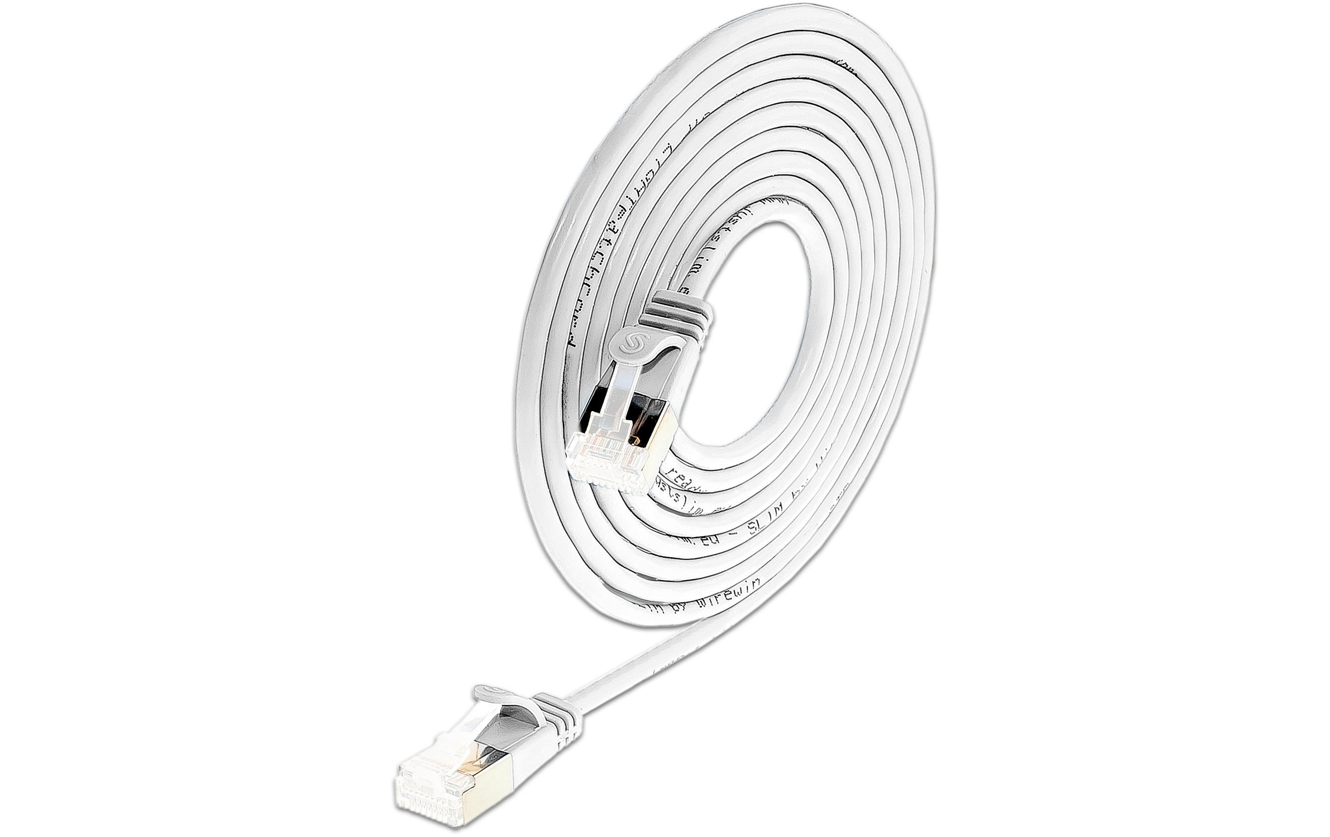 Wirewin SLIM Cat6a U/FTP Patchkabel, 10 Gigabit, 2 m, 60-Pack, Weiß
