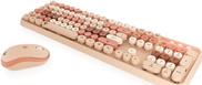 Maus-Tastatur-Set, Full-Size Tastatur, runde Tasten, Mehrfarbig sand/cremefabig (KSKM-8200M-RF (DE))