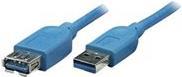 USB3.0 Verlängerungskabel Stecker Typ A - Buchse Typ A, Blau 0,5 m Hersteller: Techly (ICOC-U3-AA-005-EX)