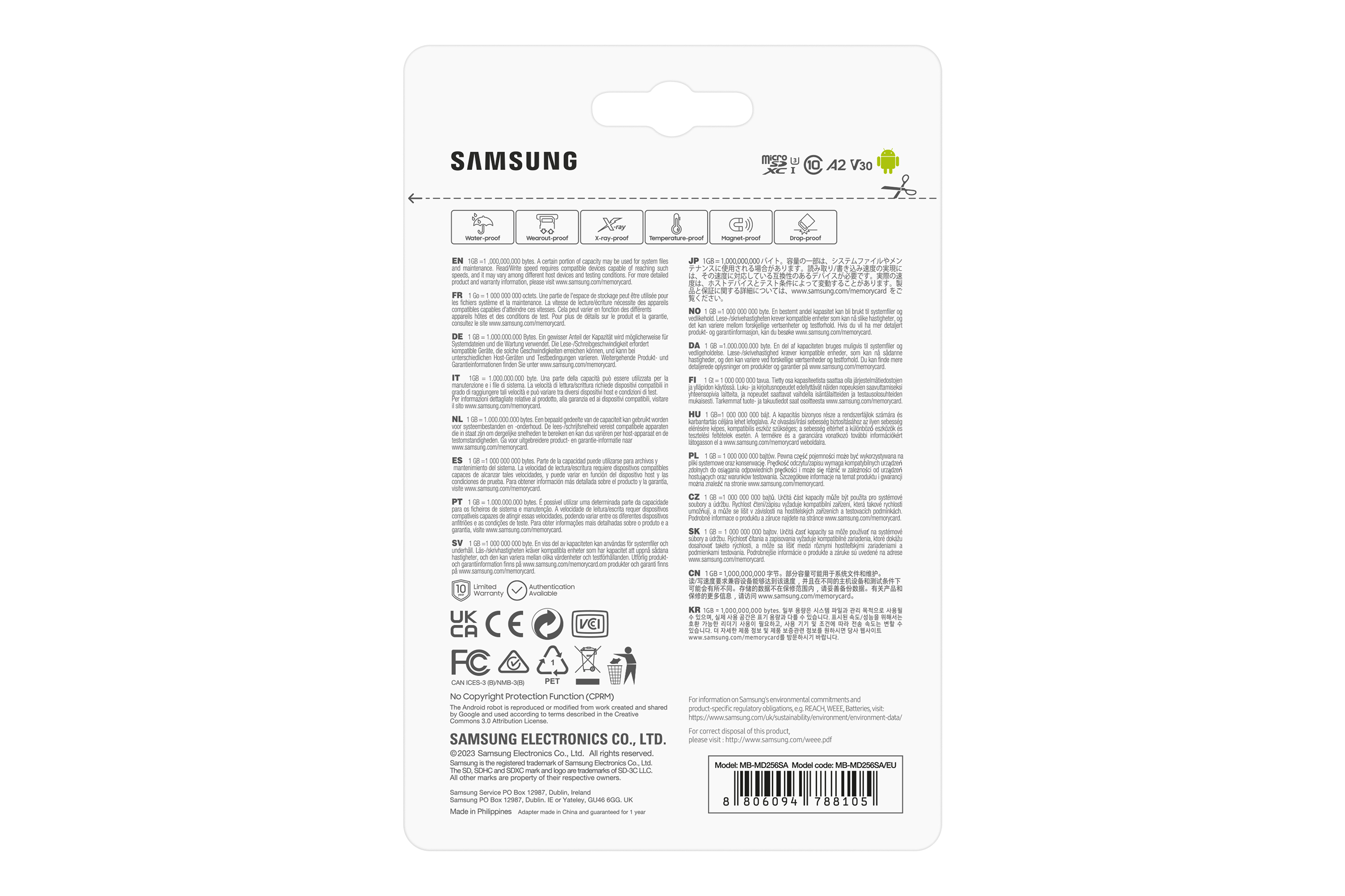 Samsung PRO Plus 256 GB microSDXC UHS-I U3 180 MB/s 130 MB/s Blau