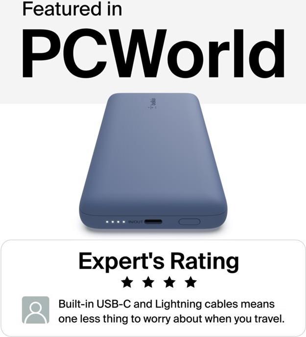 Belkin BoostCharge Plus Powerbank 10.000 mAh 23 W Lightning USB-C Mitternachtsblau