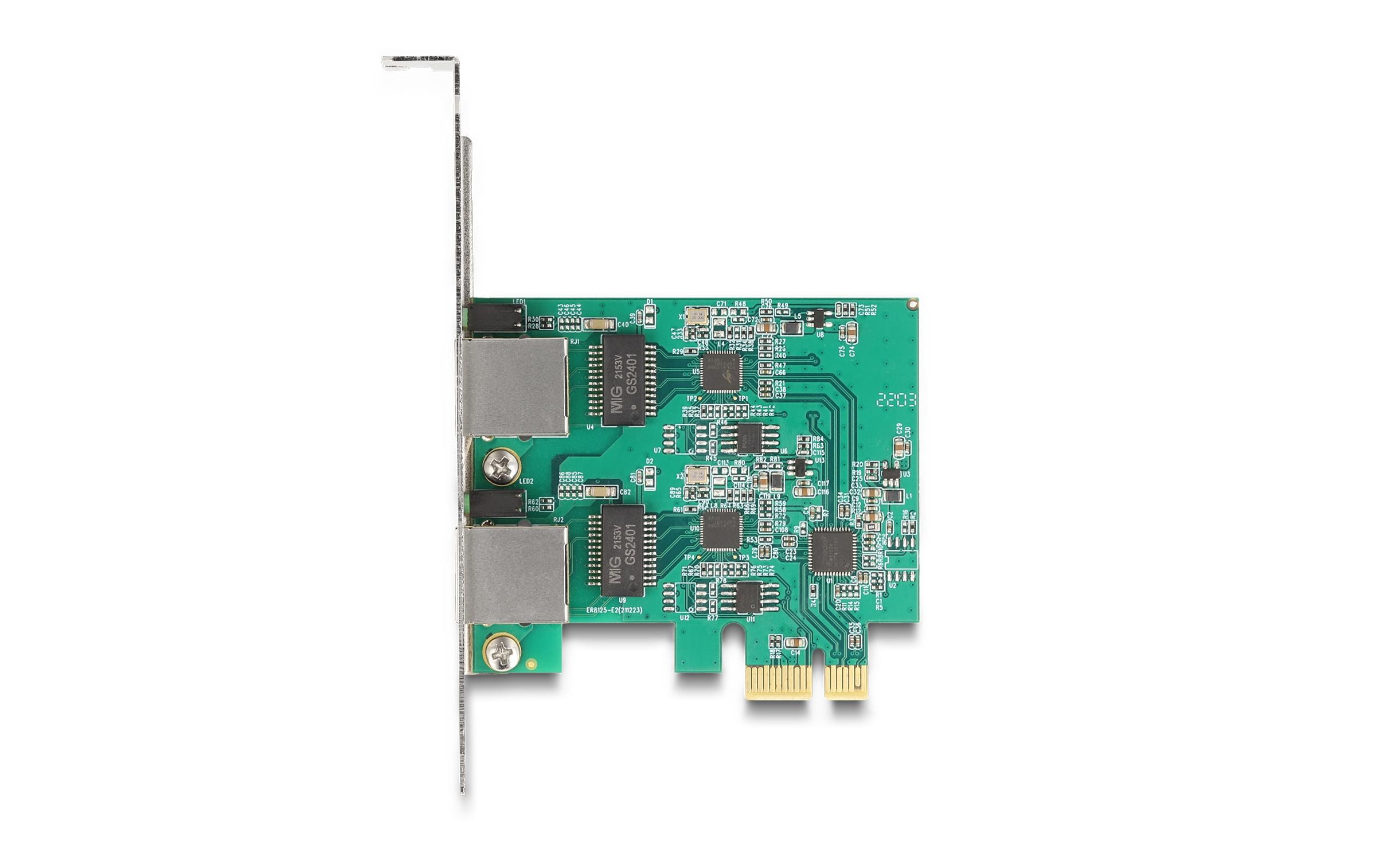 Delock 88101 Netzwerkkarte 2 x RJ45 2.5 Gbit/s PCIe 2.1 x1 Weiß