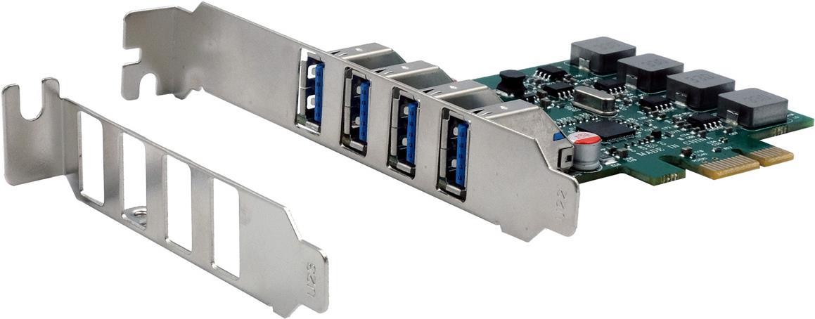 EXSYS GmbH USB 3.2 Gen 1 PCIe Karte mit 4 Ports, 3A (Renesas) (EX-11194)