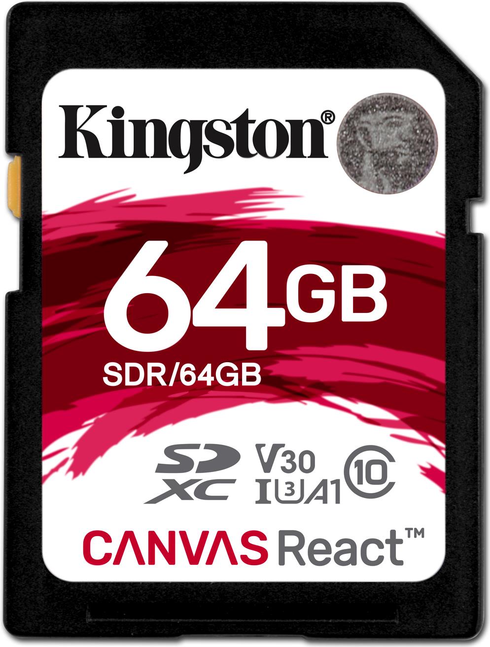 Kingston Technology SD Canvas React 64GB SDXC UHS-I Klasse 10 Speicherkarte (SDR/64GB)