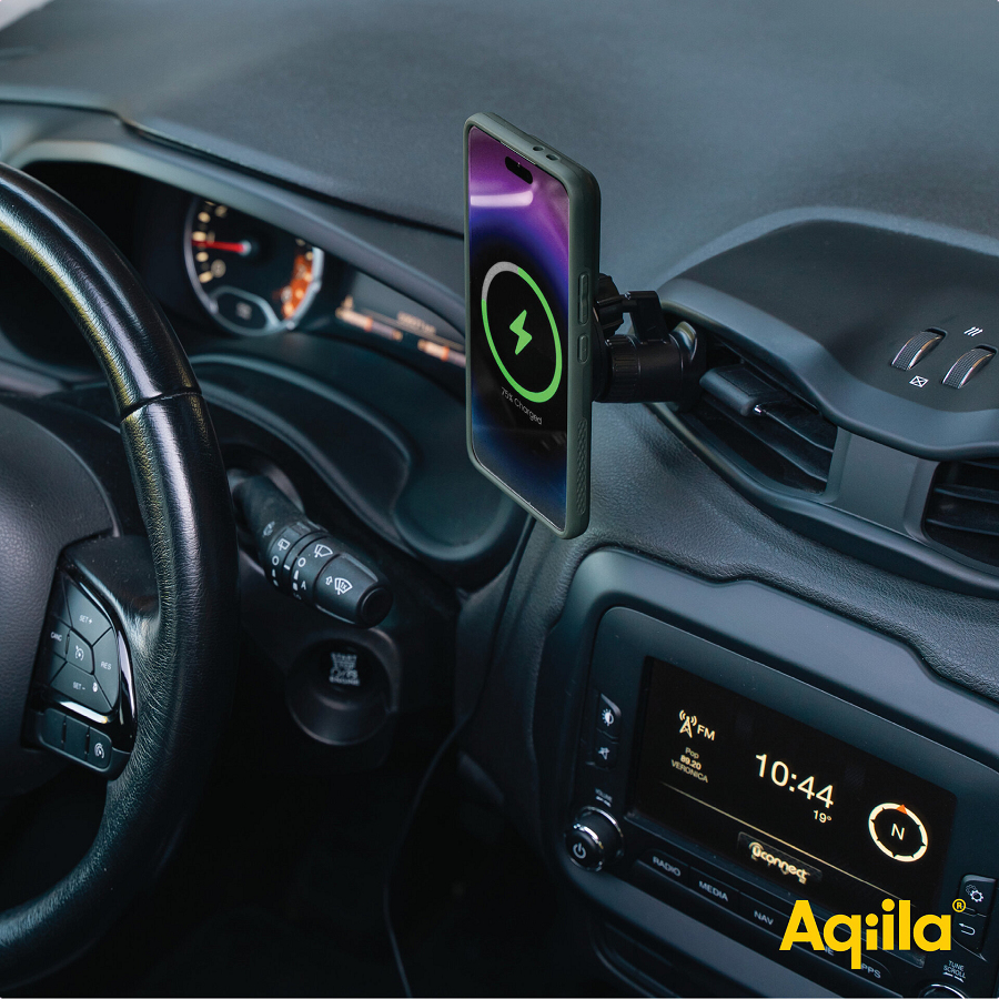 AQIILA Qi2 Kabelloses Magnetladegerät mit KFZ-Halterung 15W Schwarz