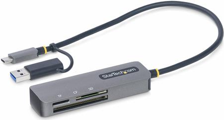 StarTech.com USB 3.0 Multi-Media Memory Card Reader, SD/microSD/CompactFlash Card Reader, Portable USB 5Gbps Card Adapter, External USB-C Card Reader with Attached USB-A Adapter (FCREADMICRO3V2)