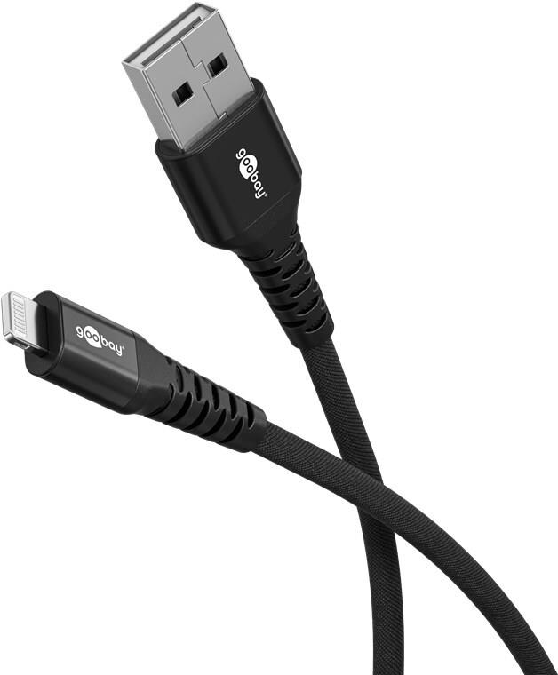 Goobay Lightning auf USB-A Supersoftes Textilkabel mit Metallsteckern, 1 m (74503)